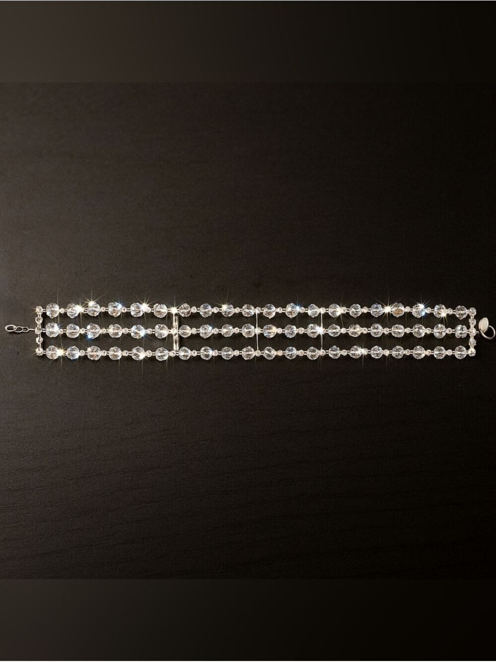 Metallic Crystal Clear Beaded Choker Necklace - Picture 7 of 8